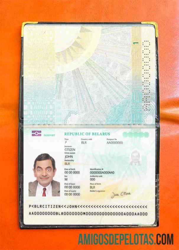 Bielorrússia Pass (presente em 2020) Visual fotográfico exemplo real